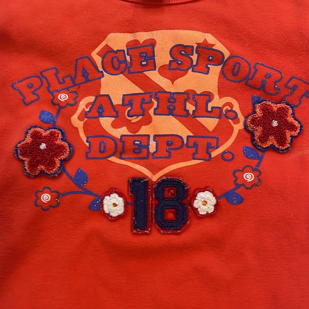 Y2K Place sport athletic dept Embellished top girls long sleeve Tangerine orange